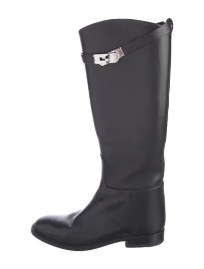 Pre-owned Hermes Jumping Leather Riding Boots In Black