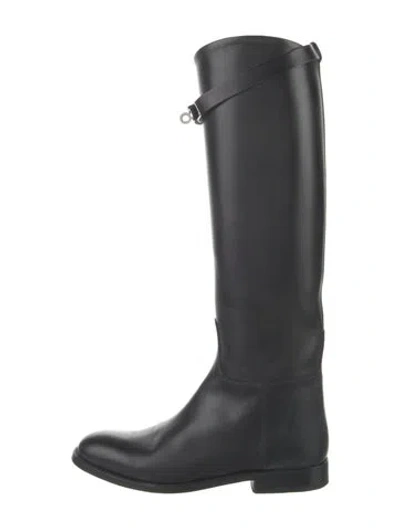 Pre-owned Hermes Jumping Leather Riding Boots In Black