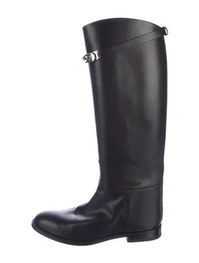 Pre-owned Hermes Jumping Leather Riding Boots In Black