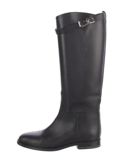 Pre-owned Hermes Jumping Leather Riding Boots In Black