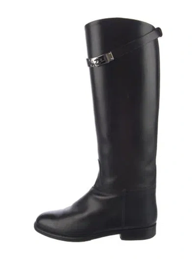 Pre-owned Hermes Jumping Leather Riding Boots In Black
