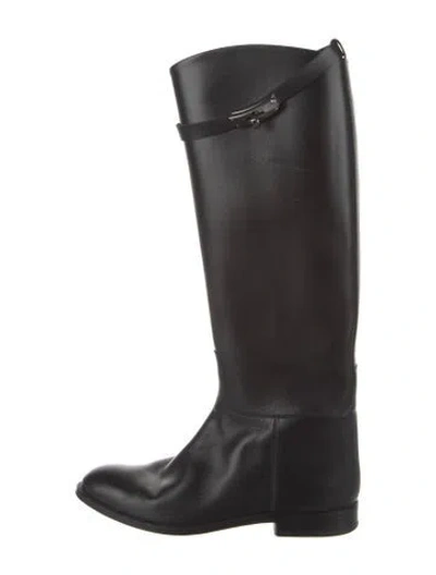 Pre-owned Hermes Jumping Leather Riding Boots In Black