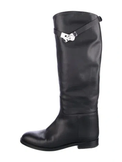 Pre-owned Hermes Jumping Leather Riding Boots In Black