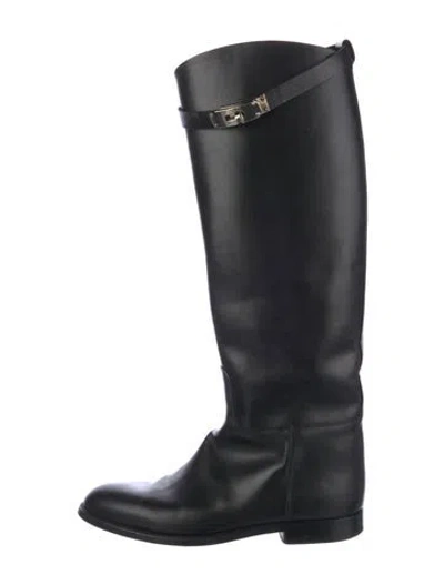 Pre-owned Hermes Jumping Leather Riding Boots In Black