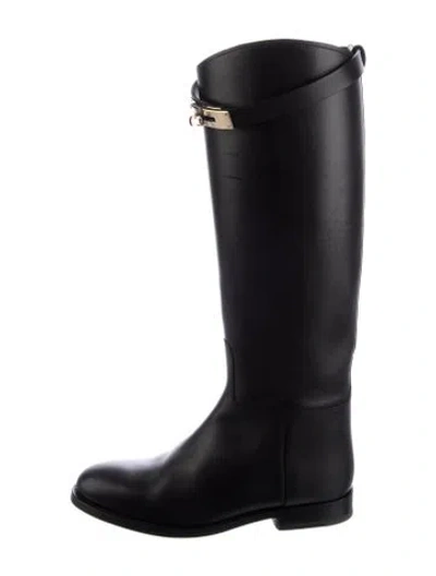 Pre-owned Hermes Jumping Leather Riding Boots In Black