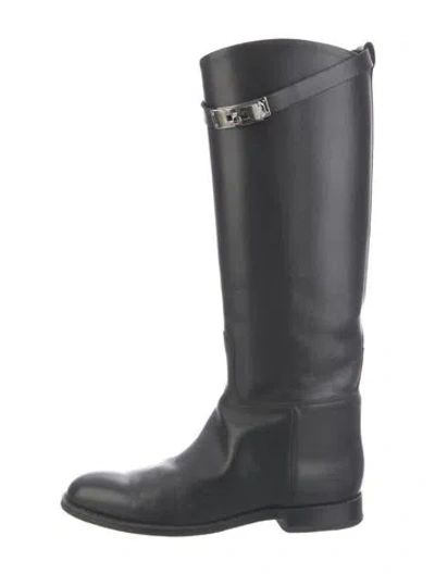 Pre-owned Hermes Jumping Leather Riding Boots In Black
