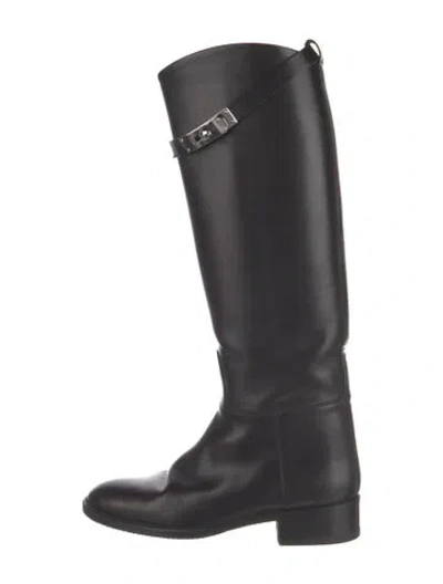 Pre-owned Hermes Jumping Leather Riding Boots In Black