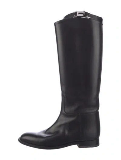 Pre-owned Hermes Jumping Leather Riding Boots In Black