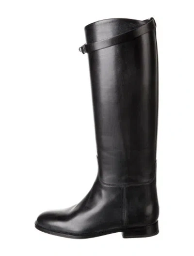Pre-owned Hermes Jumping Leather Riding Boots In Black