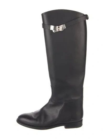 Pre-owned Hermes Jumping Leather Riding Boots In Black