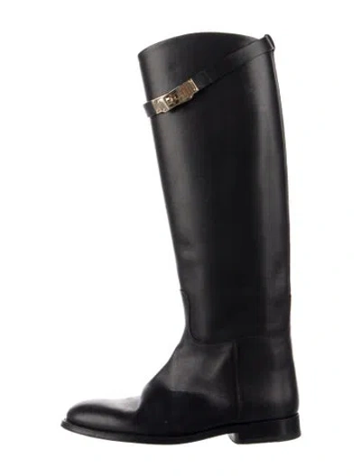 Pre-owned Hermes Jumping Leather Riding Boots In Blue