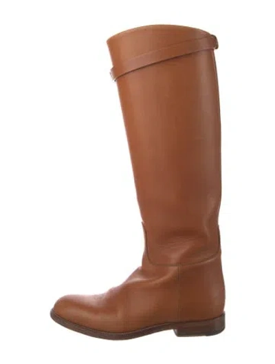 Pre-owned Hermes Jumping Leather Riding Boots In Brown