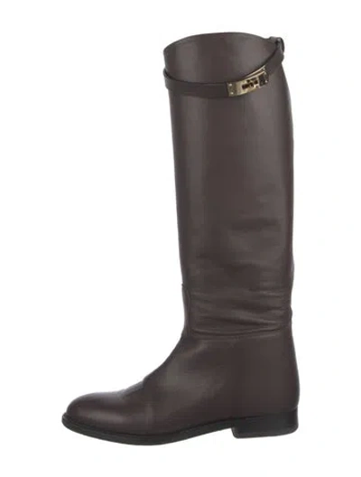 Pre-owned Hermes Jumping Leather Riding Boots In Brown