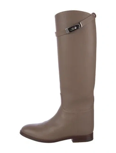 Pre-owned Hermes Jumping Leather Riding Boots In Brown
