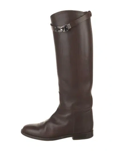 Pre-owned Hermes Jumping Leather Riding Boots In Brown