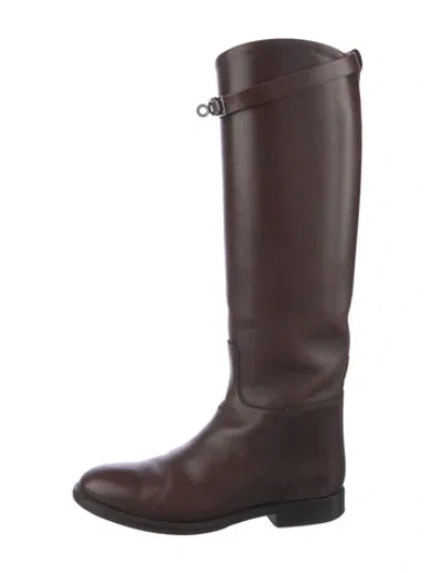 Pre-owned Hermes Jumping Leather Riding Boots In Brown