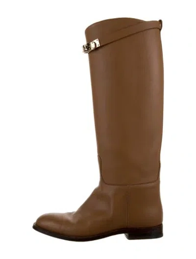Pre-owned Hermes Jumping Leather Riding Boots In Neutrals