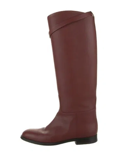 Pre-owned Hermes Jumping Leather Riding Boots In Red
