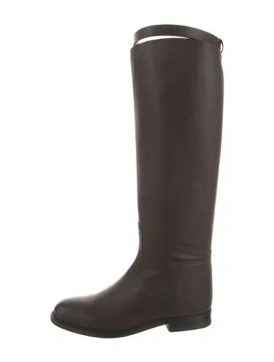 Pre-owned Hermes Jumping Leather Riding Boots W/ Tags In Brown