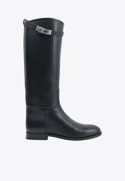 Pre-owned Hermes Jumping Shorter Boots In Calf Leather In Black