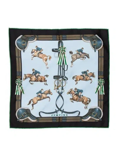 Pre-owned Hermes Jumping Silk Scarf W/ Tags In Blue