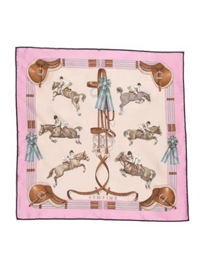 Pre-owned Hermes Jumping Silk Scarf W/ Tags In Pink