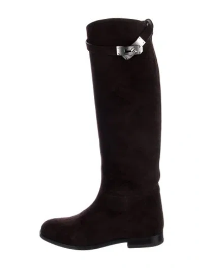 Pre-owned Hermes Jumping Suede Riding Boots In Brown