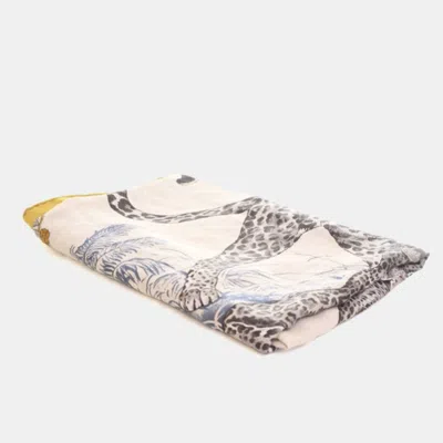 Pre-owned Hermes Jungle Love Cashmere Triangle Scarf In Gray