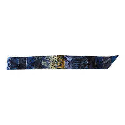 Pre-owned Hermes Jungle Love Rainbow Silk Twilly Scarf Blue
