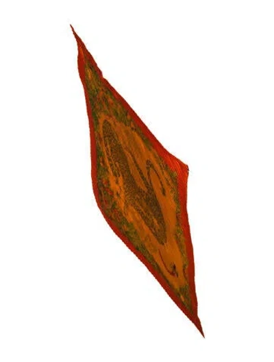 Pre-owned Hermes Jungle Love Silk Plissé Scarf In Orange