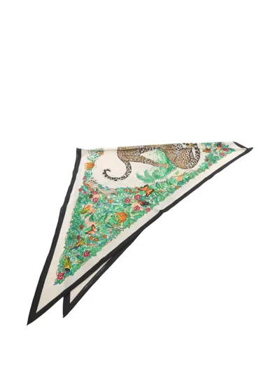 Pre-owned Hermes Jungle Love Triangle Scarf In Neutral