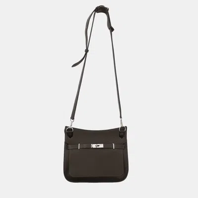 Pre-owned Hermes Jypsiere 28 Ebene Taurillon Clemence Shoulder Bag In Brown