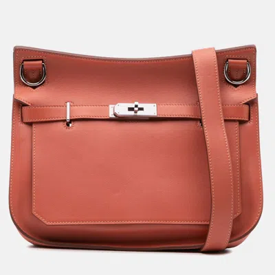 Pre-owned Hermes Jypsiere 28 Sanguine Swift Leather Crossbody Bag In Red