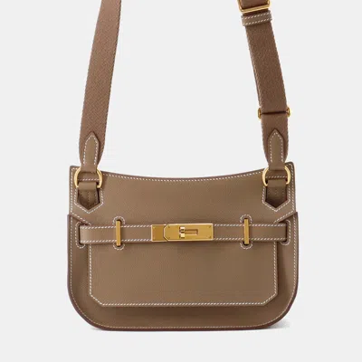 Pre-owned Hermes Jypsiere Etoupe Evercolor Size Mini In Brown