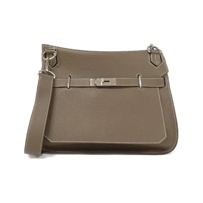 Pre-owned Hermes Jypsiere Etoupe Gray Taurillon Clemence Leather Shoulder Bag ()