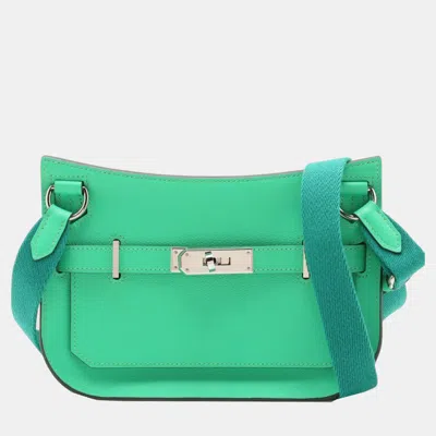 Pre-owned Hermes Jypsiere Mini Vert Comics Evercolor Leather Crossbody Bag In Green