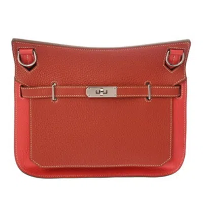 Pre-owned Hermes Jypsiere Red Color Rose Jaipur Taurillon Clemence Leather Shoulder Bag ()