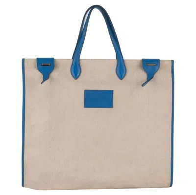 Pre-owned Hermes Hermès Kaba Tote Toile In Blue Leather
