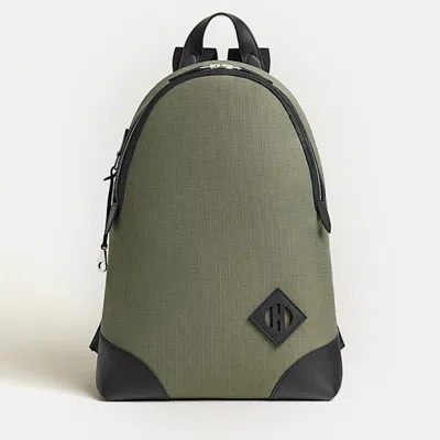 Pre-owned Hermes Kaki /noir Bivouac Canvas And Swift Calfskin Allback Backpack In Green