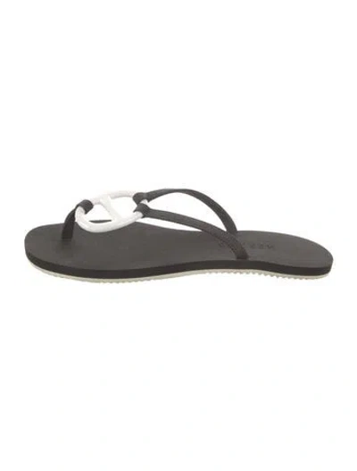 Pre-owned Hermes Kala Chaîne D'ancre Insignia Flip Flops In Black