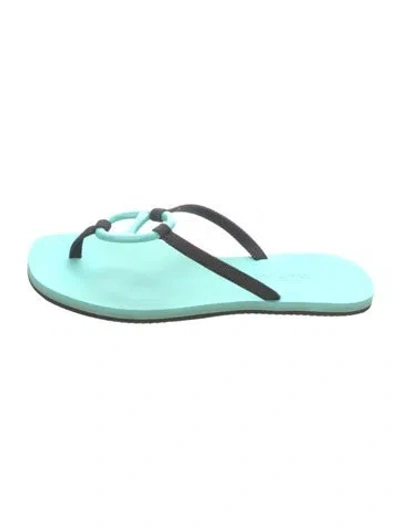 Pre-owned Hermes Kala Chaîne D'ancre Insignia Slides In Blue