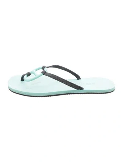 Pre-owned Hermes Kala Rubber Flip Flops In Blue
