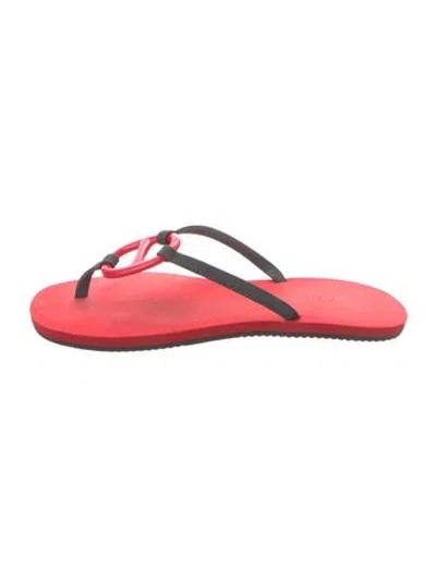 Pre-owned Hermes Kala Rubber Flip Flops In Red