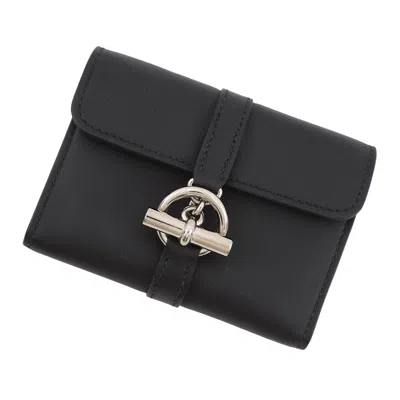 Pre-owned Hermes Kara Black Swift Leather Coin Purse/coin Case ()