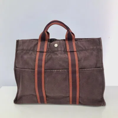 Pre-owned Hermes Kara Blue Bordeaux Tote Bag () In Blue, Bordeaux