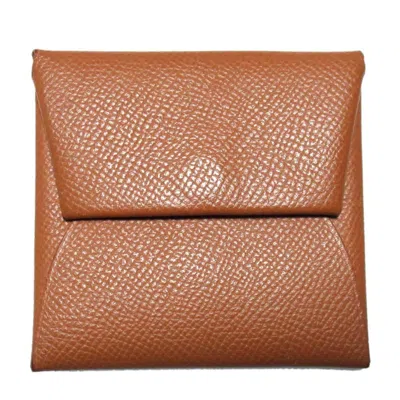Pre-owned Hermes Kara Brown Epsom Leather Coin Purse/coin Case ()