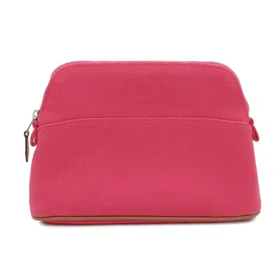 Pre-owned Hermes Kara Canvas Pouch () In Silver