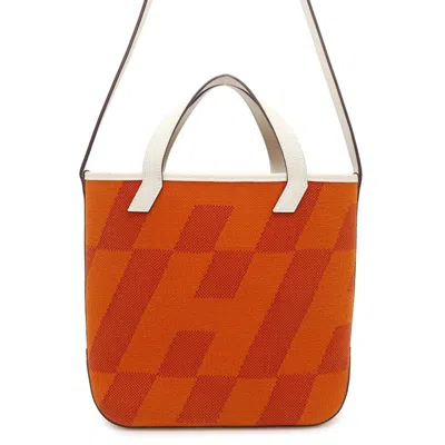 Pre-owned Hermes Kara Feu Swift Leather Toile H Tote Bag ()