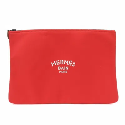 Pre-owned Hermes Kara Red Color Nylon Clutch Bag Pouch ()