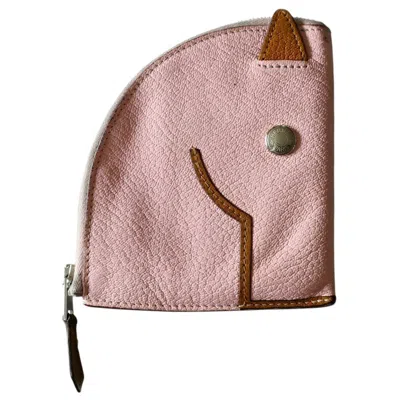 Pre-owned Hermes Kara Rose Sakura Chevre Leather Coin Purse/coin Case ()